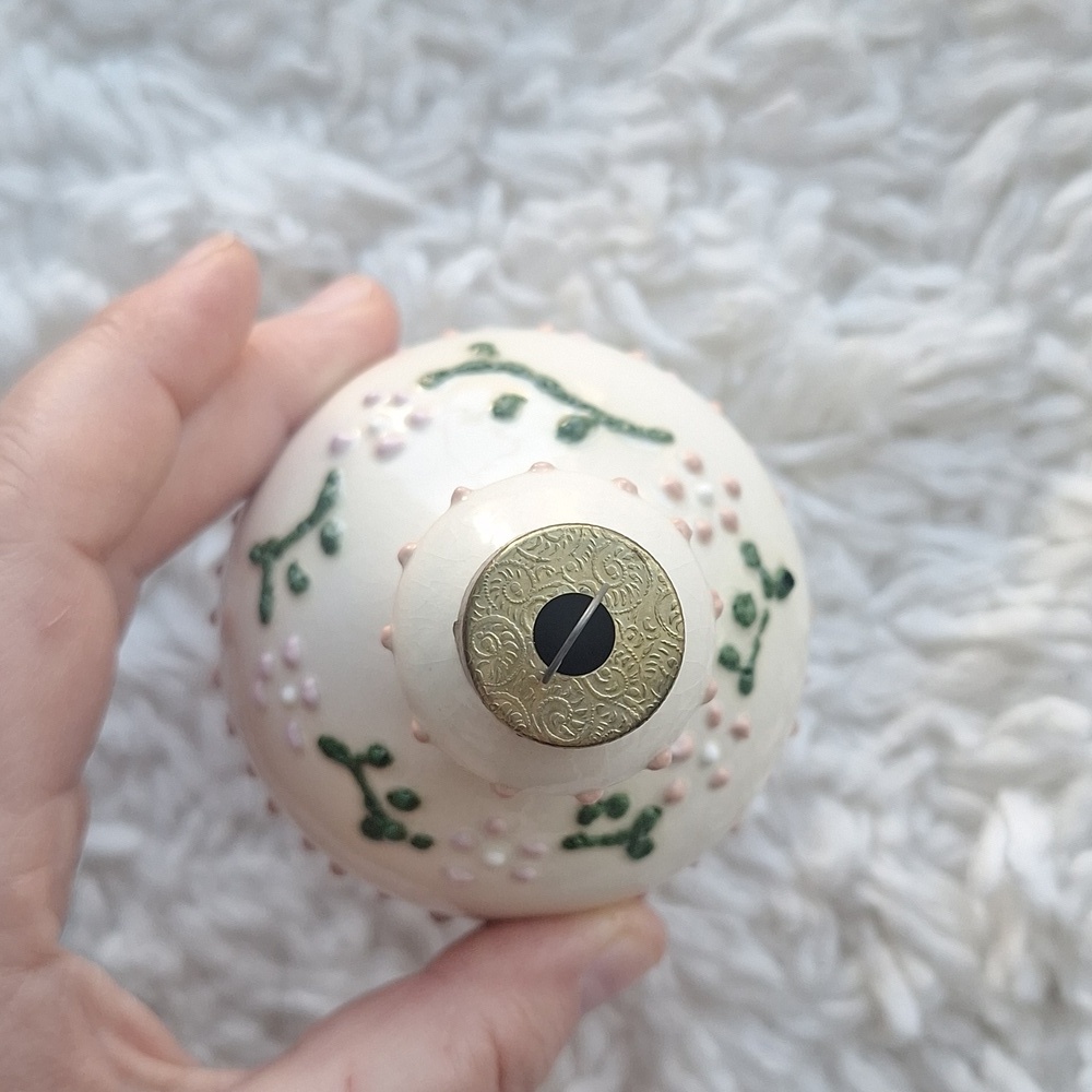 Vintage Enameled Porcelain Christmas Tree Ornament - Picture 6 of 6